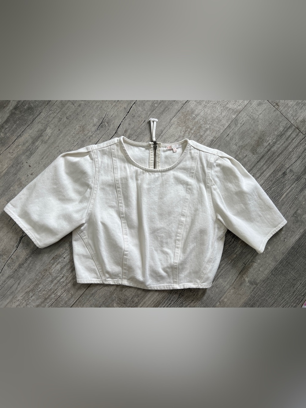 Gianni Bini Western 100% Cotton White Jean Crop Top Sz XL